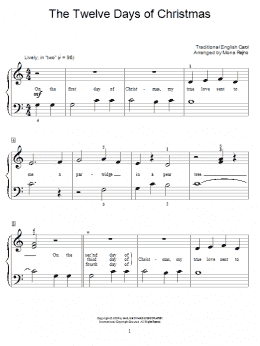 page one of The Twelve Days Of Christmas (Educational Piano)