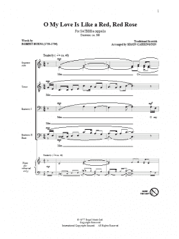 page one of O My Love Is Like A Red, Red Rose (SATB Choir)