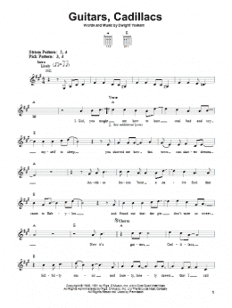 page one of Guitars, Cadillacs (Easy Guitar)