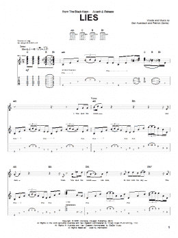 page one of Lies (Guitar Tab)