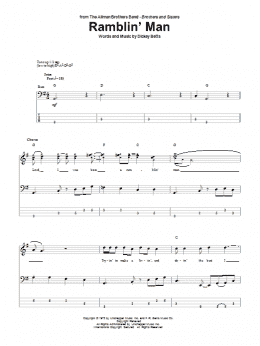 page one of Ramblin' Man (Bass Guitar Tab)