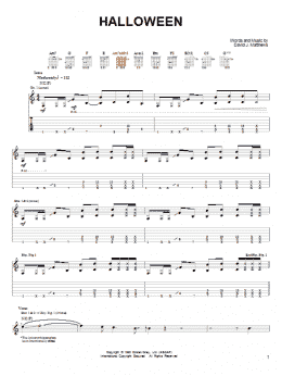 page one of Halloween (Guitar Tab)