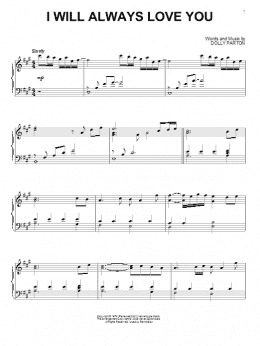 page one of I Will Always Love You (Piano Solo)