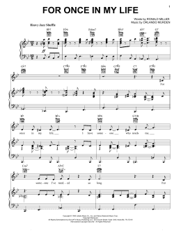 page one of For Once In My Life (Piano, Vocal & Guitar Chords (Right-Hand Melody))