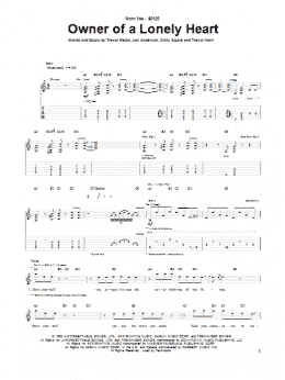 page one of Owner Of A Lonely Heart (Guitar Tab)