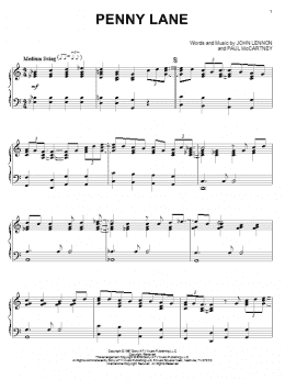 page one of Penny Lane (Piano Solo)