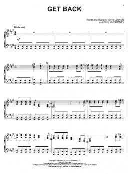 page one of Get Back (Piano Solo)