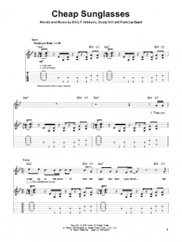 page one of Cheap Sunglasses (Guitar Tab (Single Guitar))