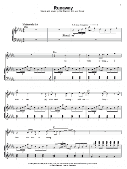 page one of Runaway (Piano & Vocal)