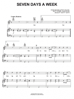 page one of Seven Days A Week (Piano, Vocal & Guitar Chords (Right-Hand Melody))