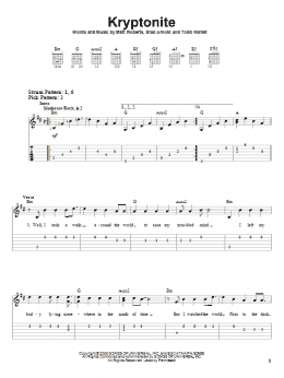 page one of Kryptonite (Easy Guitar Tab)