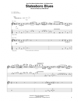 page one of Statesboro Blues (Guitar Tab)