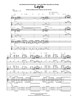 page one of Layla (Guitar Tab)