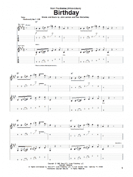 page one of Birthday (Guitar Tab)