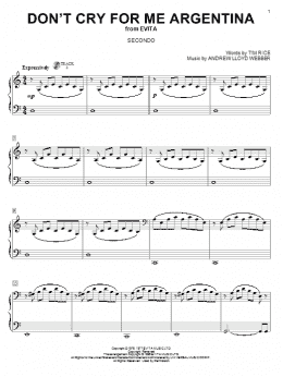 page one of Don't Cry For Me Argentina (Piano Duet)