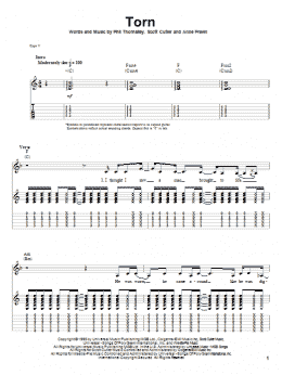 page one of Torn (Guitar Tab (Single Guitar))