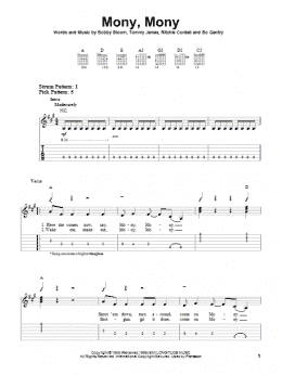 page one of Mony, Mony (Easy Guitar Tab)