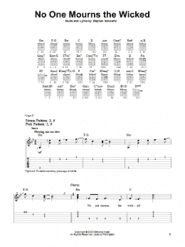 page one of No One Mourns The Wicked (from Wicked) (Easy Guitar Tab)