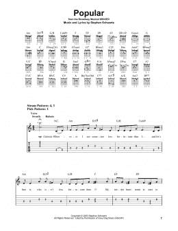 page one of Popular (from Wicked) (Easy Guitar Tab)