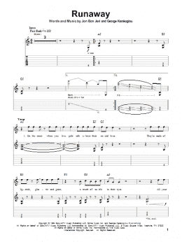 page one of Runaway (Guitar Tab (Single Guitar))