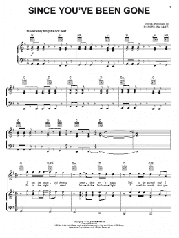 page one of Since You've Been Gone (Piano, Vocal & Guitar Chords (Right-Hand Melody))