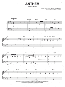 page one of Anthem (Piano, Vocal & Guitar Chords (Right-Hand Melody))