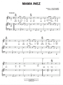 page one of Mama Inez (Piano, Vocal & Guitar Chords (Right-Hand Melody))