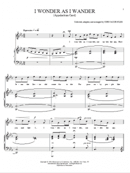 page one of I Wonder As I Wander (Piano & Vocal)