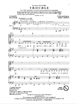 page one of T-R-O-U-B-L-E (2-Part Choir)