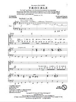 page one of T-R-O-U-B-L-E (SAB Choir)