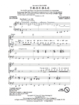 page one of T-R-O-U-B-L-E (SATB Choir)