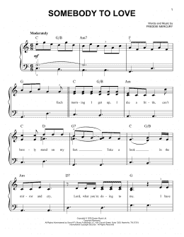 page one of Somebody To Love (Easy Piano)