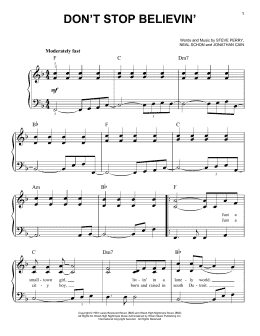 page one of Don't Stop Believin' (Easy Piano)