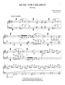 page one of Morning (Piano Solo)