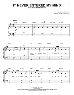 page one of It Never Entered My Mind (Easy Piano)