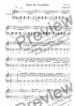 page one of Piece for Accordion