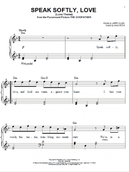 page one of Speak Softly, Love (Love Theme) (Easy Piano)