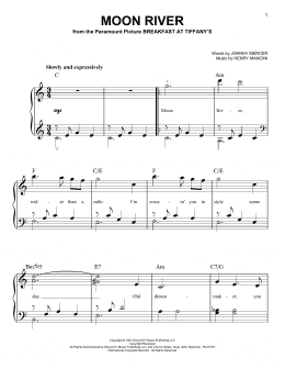 page one of Moon River (Easy Piano)