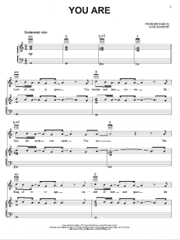 page one of You Are (Piano, Vocal & Guitar Chords (Right-Hand Melody))