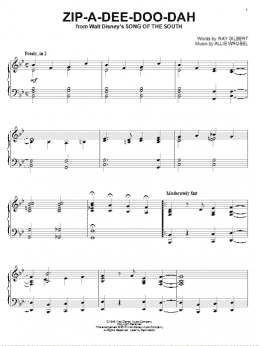 page one of Zip-A-Dee-Doo-Dah (from Song Of The South) (Piano Solo)