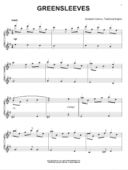 page one of Greensleeves (Piano Solo)