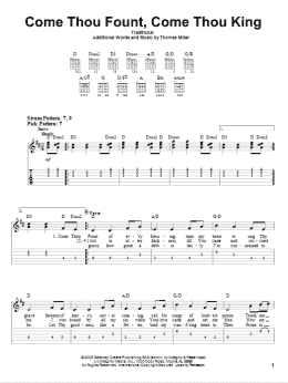 page one of Come Thou Fount, Come Thou King (Easy Guitar Tab)