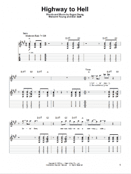 page one of Highway To Hell (Guitar Tab (Single Guitar))