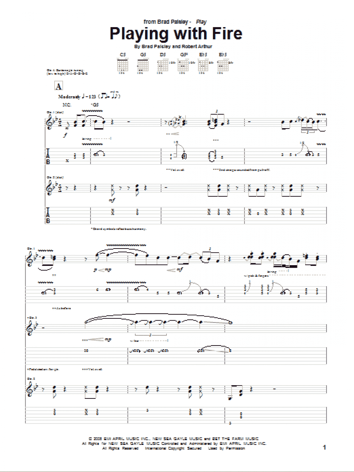 Playing With Fire Guitar Tab Print Sheet Music Now