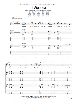 page one of I Wanna (Guitar Tab)