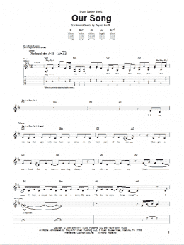 page one of Our Song (Guitar Tab)