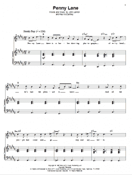 page one of Penny Lane (Piano & Vocal)