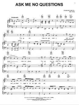 page one of Ask Me No Questions (Piano, Vocal & Guitar Chords (Right-Hand Melody))