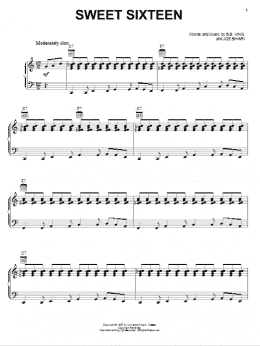 page one of Sweet Sixteen (Piano, Vocal & Guitar Chords (Right-Hand Melody))