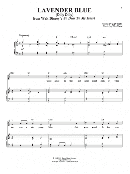 page one of Lavender Blue (Dilly Dilly) (from So Dear To My Heart) (Piano & Vocal)